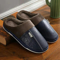 Pantufa Masculina de Couro Impermeável Antiderrapante para Inverno